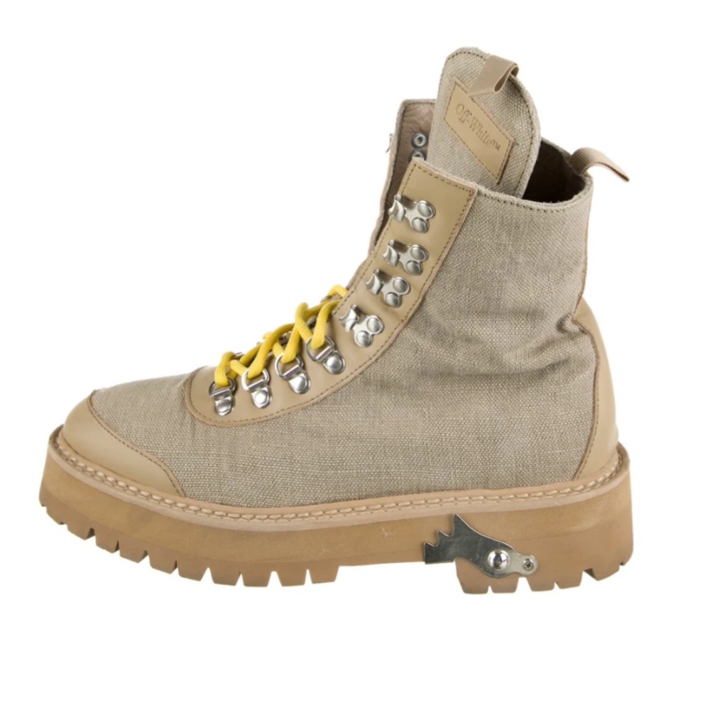 Off white canvas hiking boots